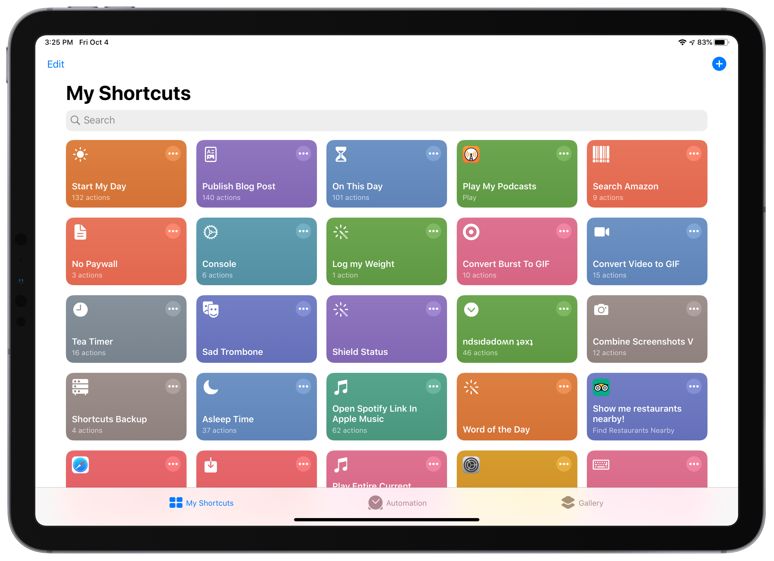 Shortcuts for iPadOS