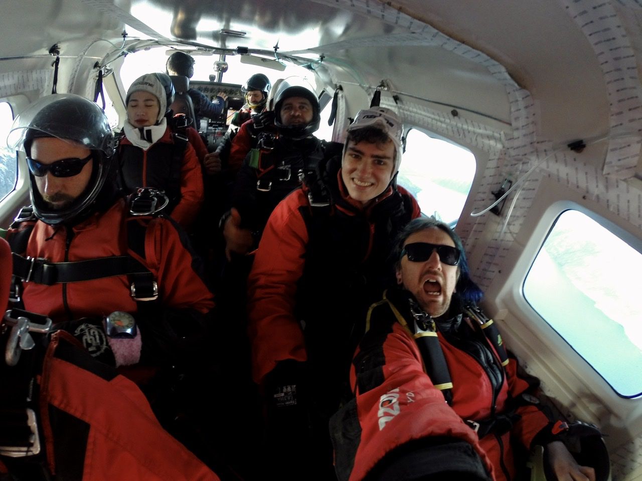 Skydiving plane selfie